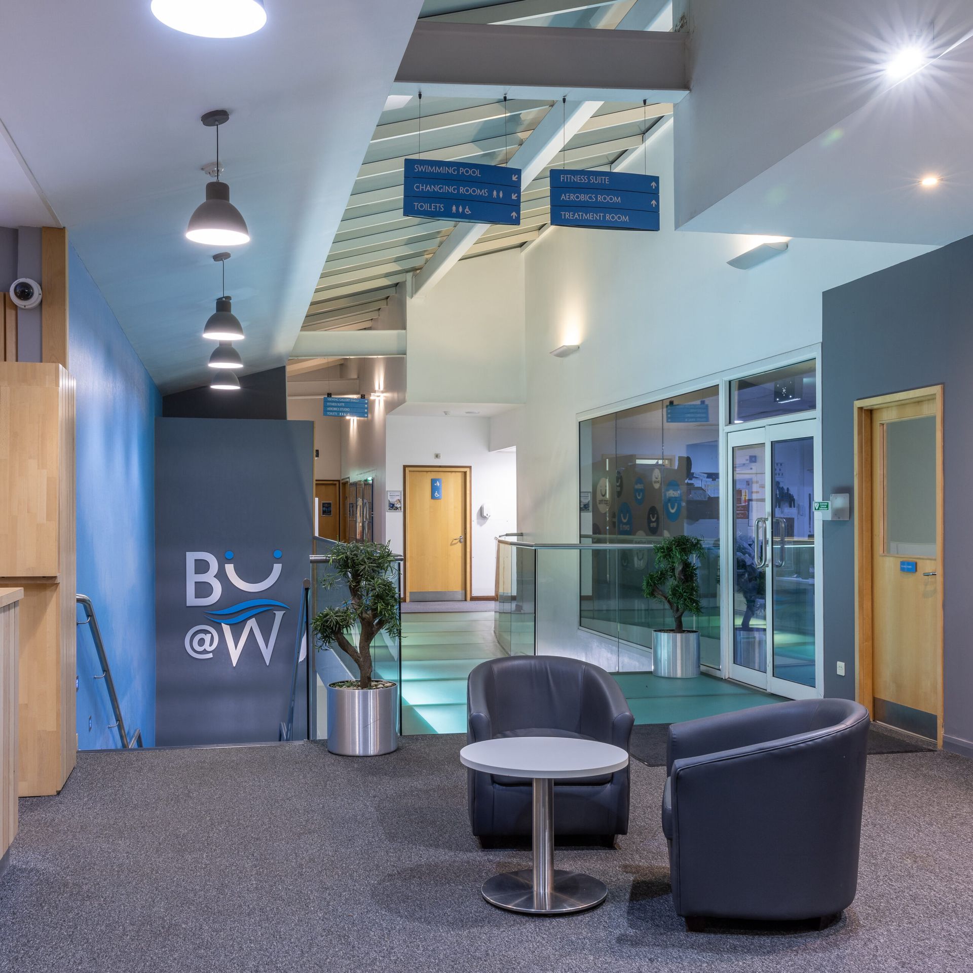 Westwoods health club reception area at night