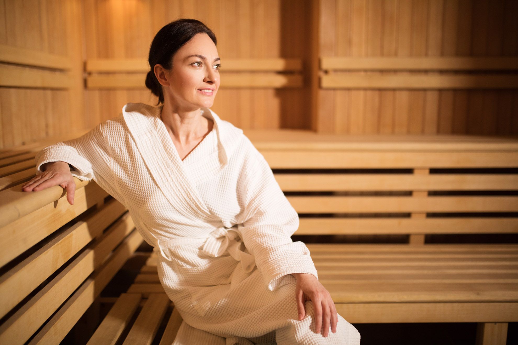 Members relaxing in the Sauna at Westwoods Health Club